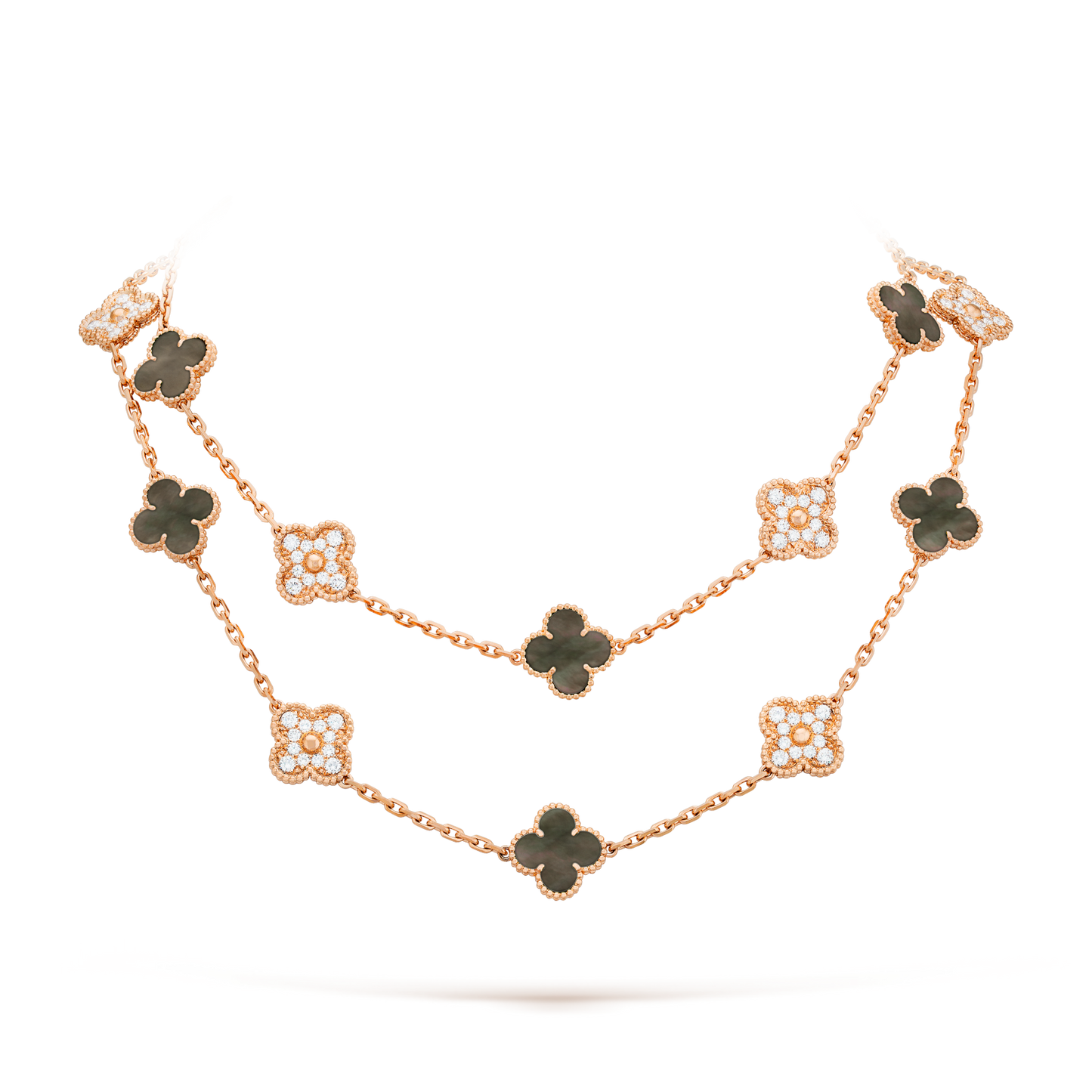 [AuraEcho]CLOVER 20 MOTIFS DARK MOP DIAMOND  NECKLACE
