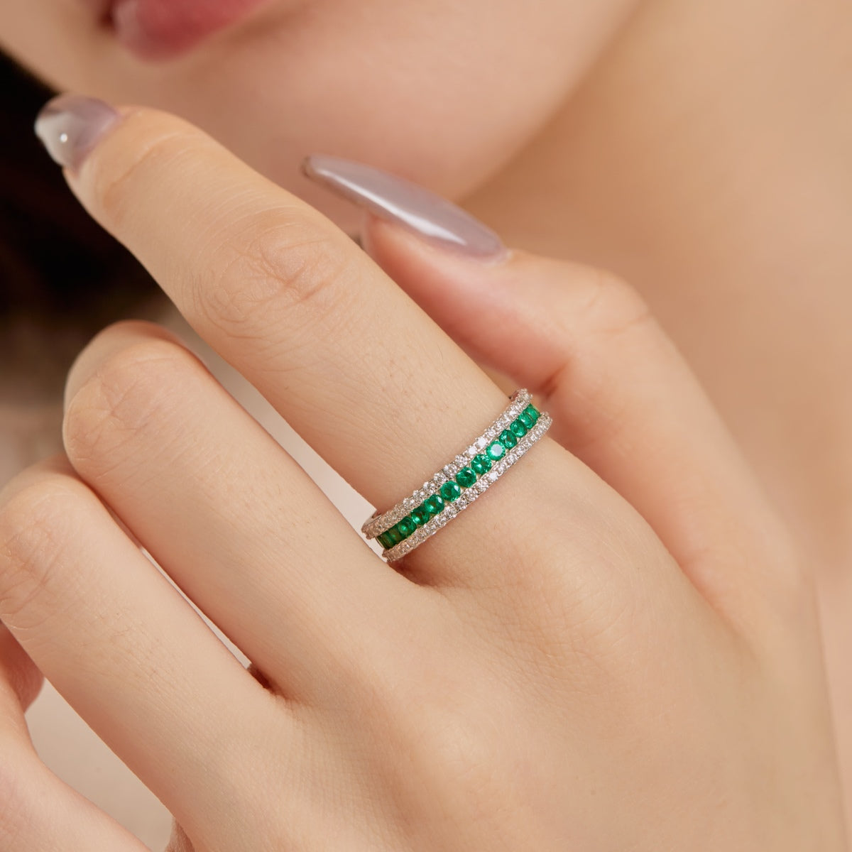 [AuraEcho]Delicate Colorful Round Cut Daily Ring
