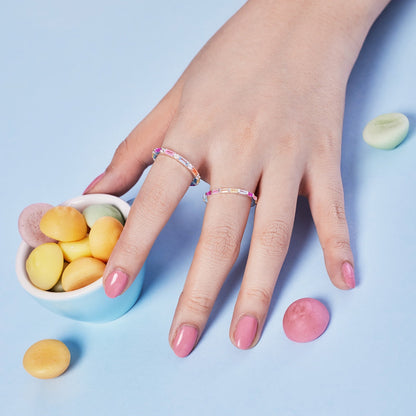 [AuraEcho]Exquisite Multicolored Emerald Cut Daily Ring