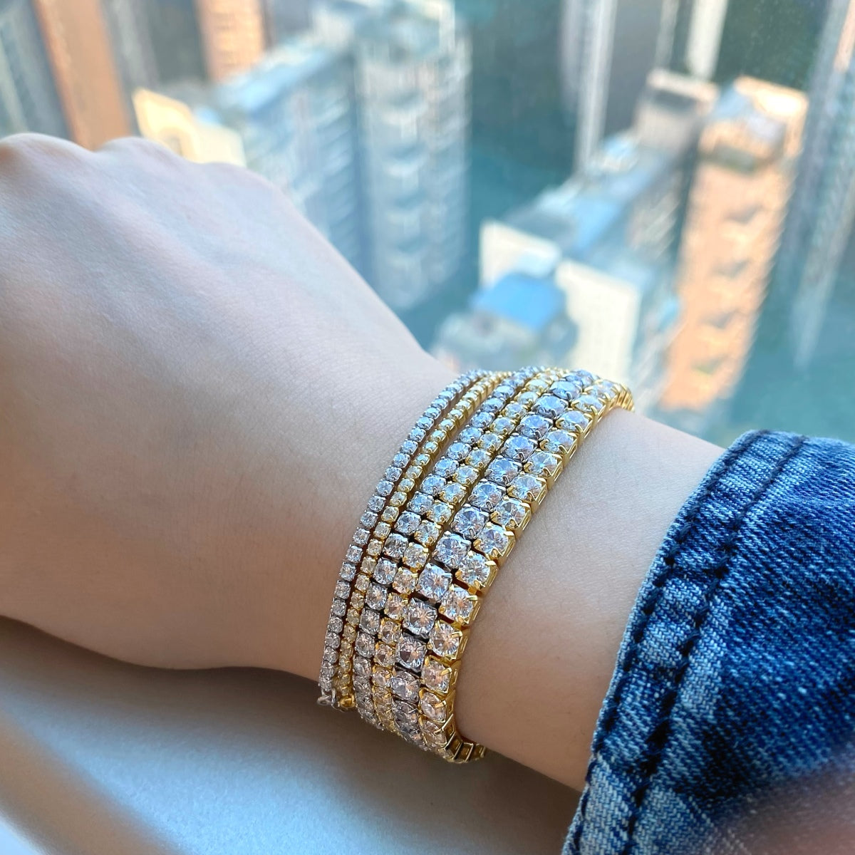 [AuraEcho]Radiant Shinning Princess Cut Tennis Bracelet