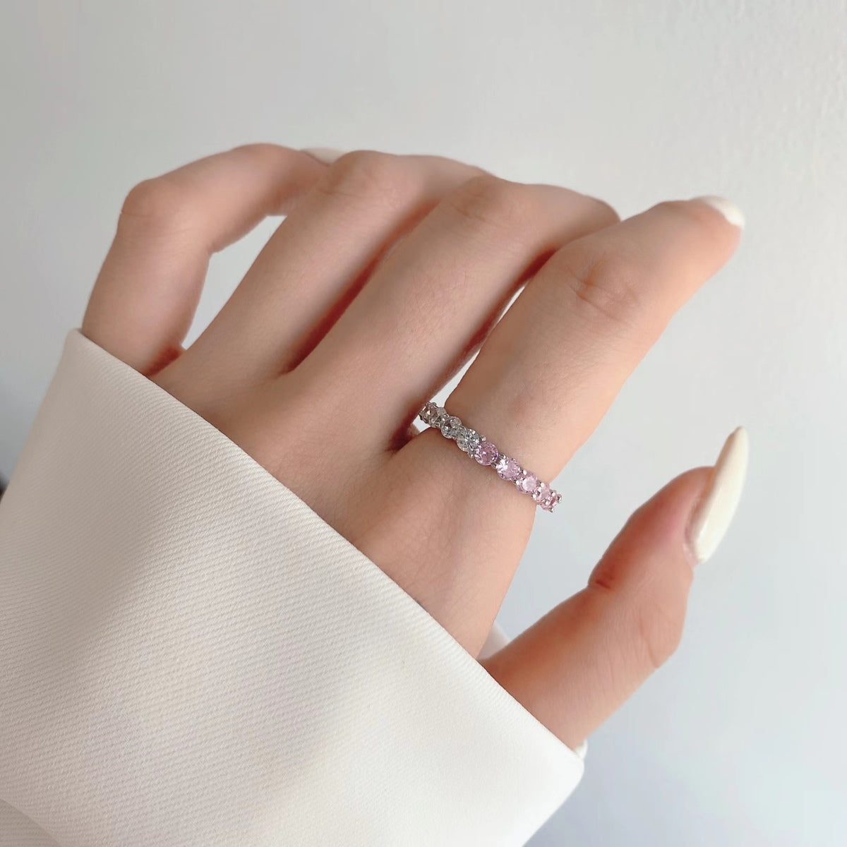 [AuraEcho]Sparkling Round Cut Tennis Ring