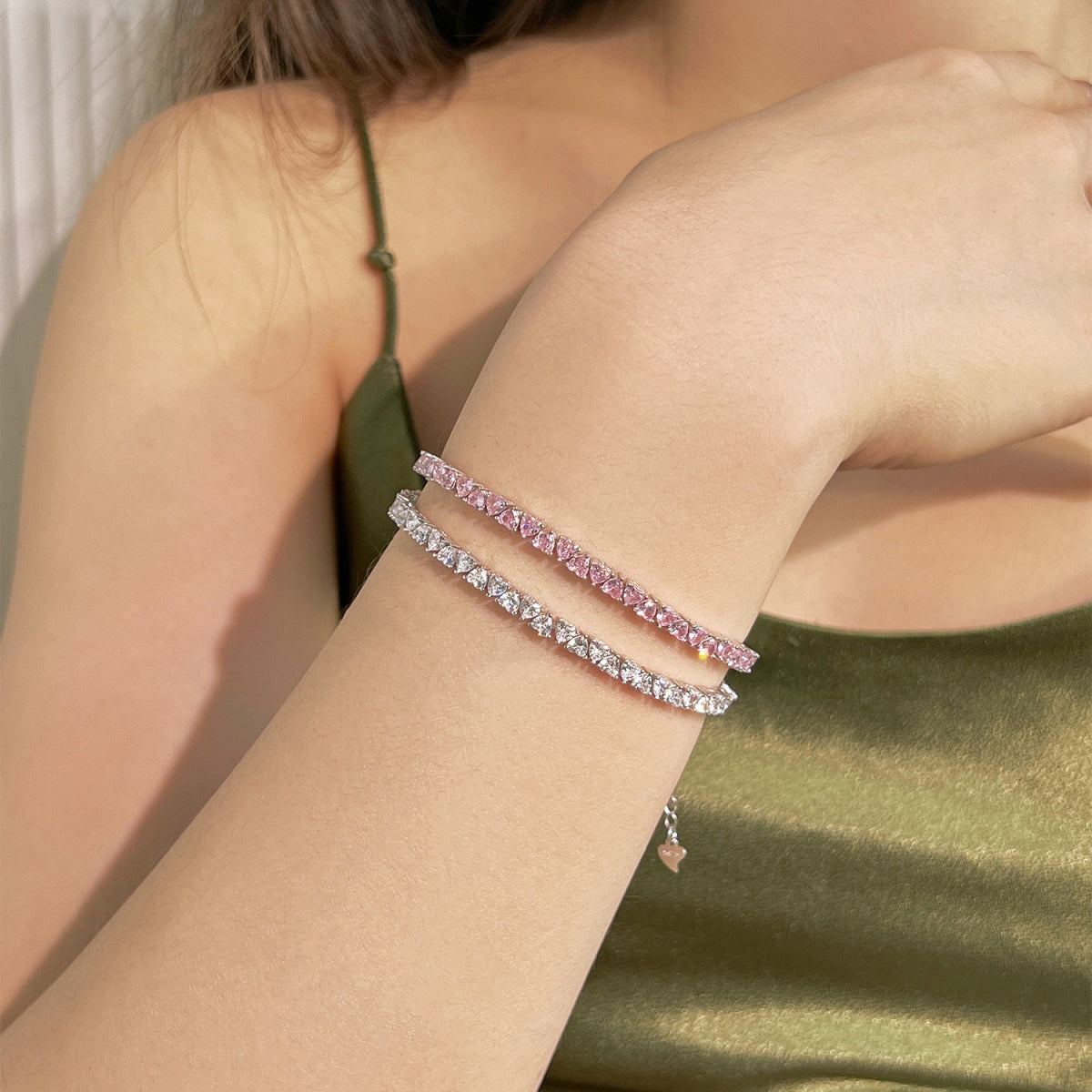 [AuraEcho]Dazzling Romantic Heart Shape Lover Bracelet