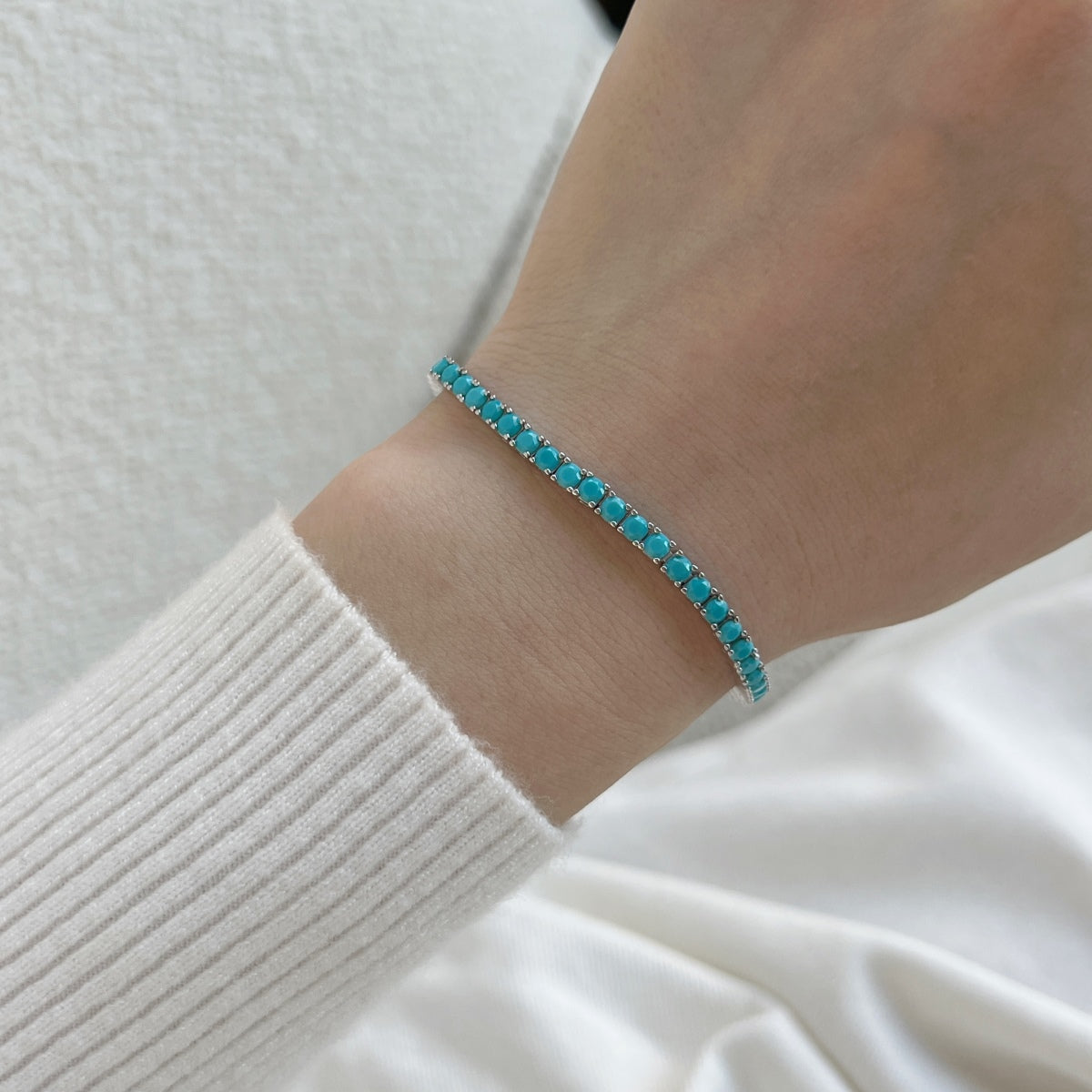 [AuraEcho]Dainty Charming Round Cut Tennis Bracelet