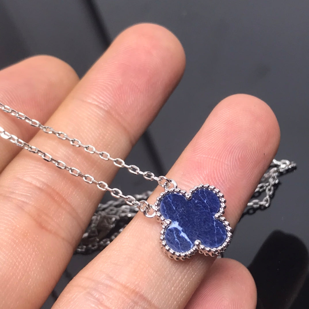 [AuraEcho]CLOVER PIETERSITE SILVER LONG NECKLACE