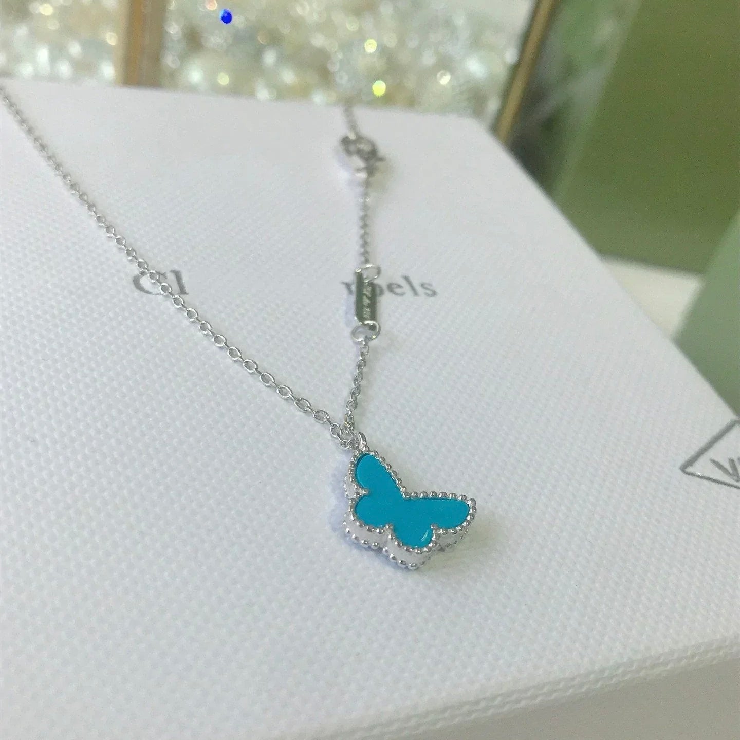 [AuraEcho]BUTTERFLY TURQUOISE BUTTERFLY BRACELET SILVER