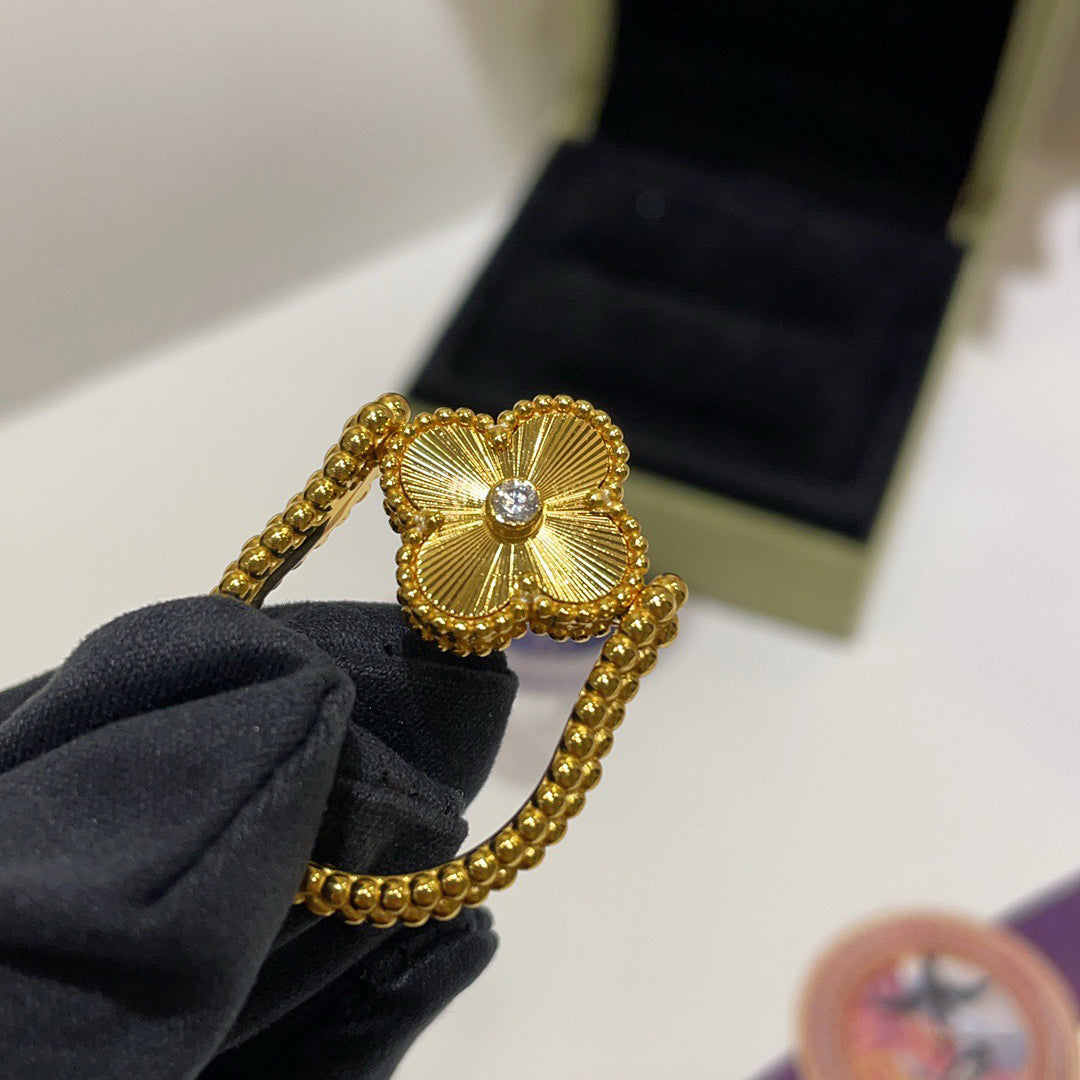 [AuraEcho]CLOVER RIVERSIBLE BLUE AGATE RING