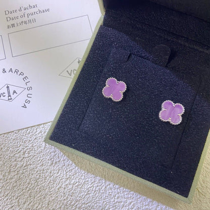 [AuraEcho]CLOVER MINI 9.5MM  PURPLE VIOLET EARRINGS