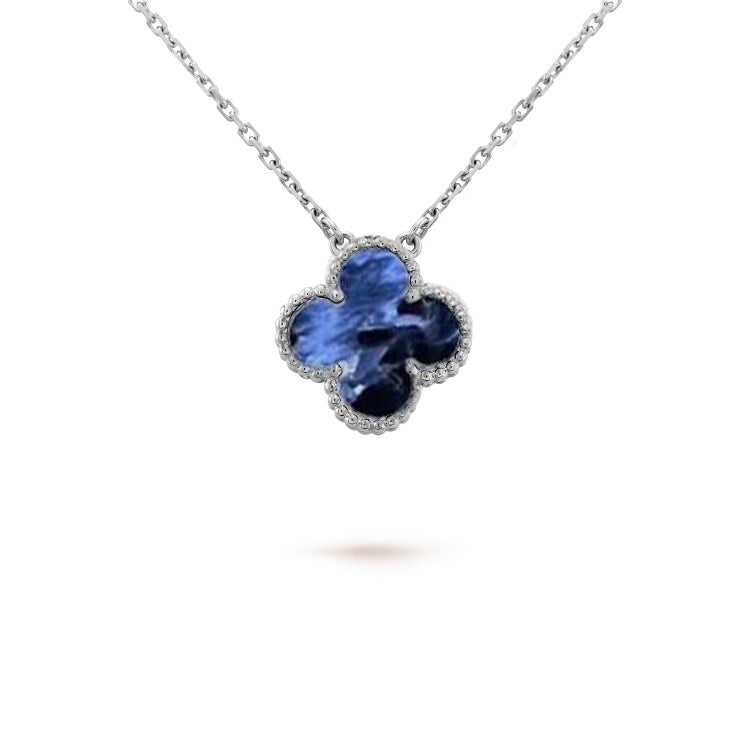 [AuraEcho]CLOVER 15MM PIETERSITE NECKLACE SILVER