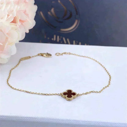 [AuraEcho]CLOVER  CARNELIAN SINGLE FLOWER BRACELET